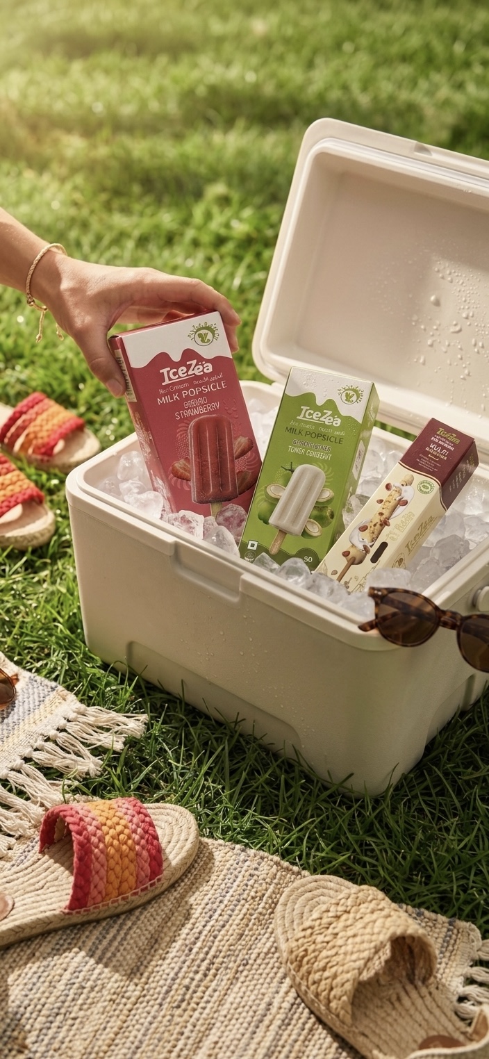 IceZea popsicles iced in a picnic cooler